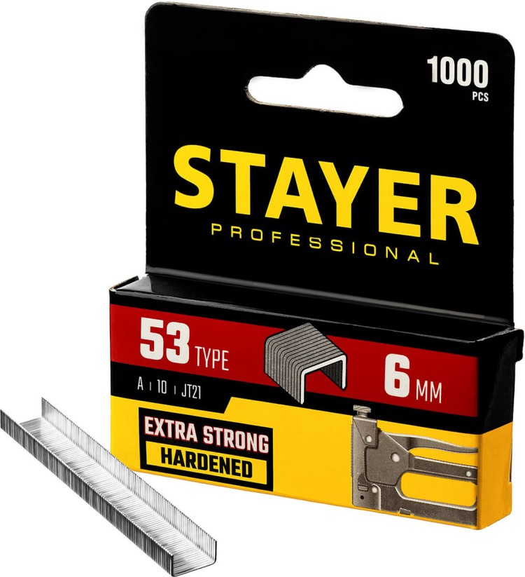 Скобы STAYER "STANDARD" тип 53, красные, 6мм, <1000шт> (10/300) 3159-06_z02